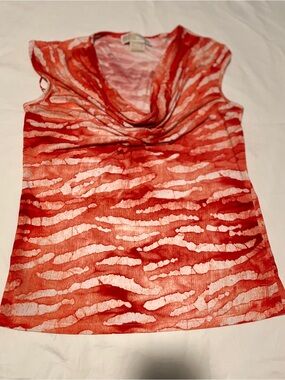 Michael Kors Red and White Cowl Neck Sleeveless Top